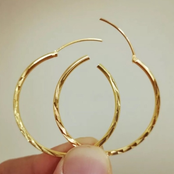 New 18k Gold Hoop Earrings Women's Jewelry A Pair/set Ear Ring - Picture 5 of 6
